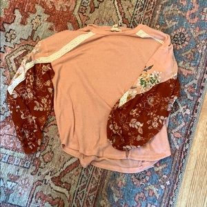 Pink and Maroon Flower Detail Blouse